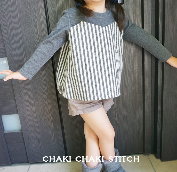 ハンドメイド子供服 布帛キャミソールと重ね着風Tシャツの子供服型紙