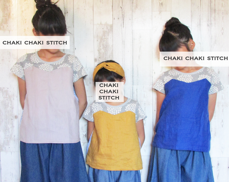 ハンドメイド子供服 布帛キャミソールと重ね着風Tシャツの子供服型紙