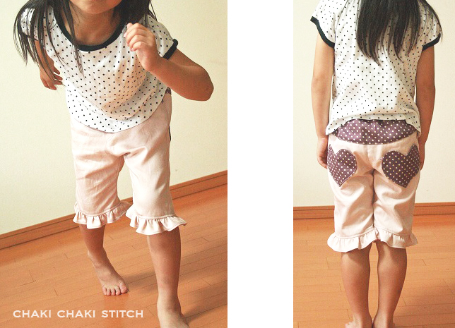 子供服普段着型紙ひざ上・ひざ下パンツ型紙と作り方